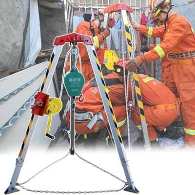 BYFSRUS Heavy Duty Rescue Tripod with Hand Winch and Anti-Fall Safety for Confined Space Lifting and Emergency Rescue Operations