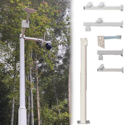 Extender Security Camera Pole Floor Stand Mount, White Surveillance Poles for Solar Panels/Gun/Ball, Commercial CCTV Monitoring Pole Multi-Angle(5.0 m (16.4 ft))