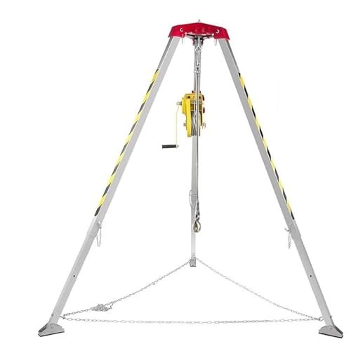 BYFSRUS Aluminum Rescue Tripod, Confined Space Tripod with 1200LBS Winch & 30m Wire Rope, Rescue Tripod for Sewer Wellhead, Easy to Assemble, Confined Space Tripod Kit