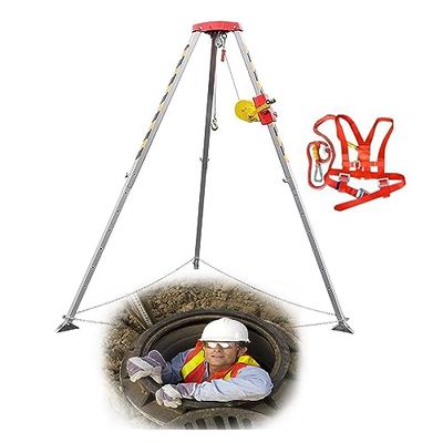BYFSRUS Heavy Duty Aluminum Rescue Tripod for Fall Protection - Ideal for High Places, Wells, Manholes, and Sewer Emergency Operations