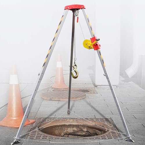 BYFSRUS Emergency Tripod Rescue System  Multifunctional Tripod Kit with Self-Locking Winch 1179.3 kg Load Capacity 30 m Height for Confined Space Engineering and Rescue Operations