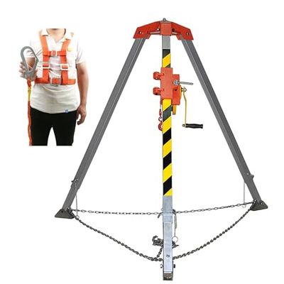 BYFSRUS Aluminum Alloy Tripod for Traditional Confined Spaces, Emergency Rescue Tripod System with 20m Safety Rope, Multifunction Tripod kit for Wellhead Exploration