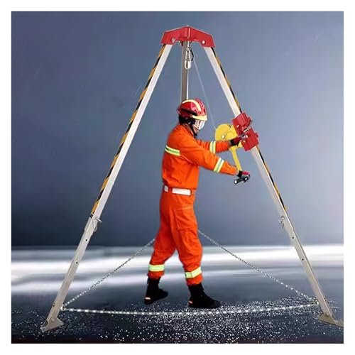 BYFSRUS Emergency Rescue Tripod - Adjustable Aluminum Alloy with Hand Winch for Heavy-Duty Lifting in Mining, Confined Spaces, Firefighting & Life-Saving Situations