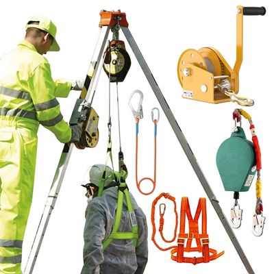 BYFSRUS Confined Space Tripod Kit Heavy Duty Tripod Rescue System 1200Lbs 1800 2600 Lbs, Safety Fire Rescue Tools Derrick Crane for High Places/Cliffs/Well/Underground Pipe/(2600LBSWinch+F