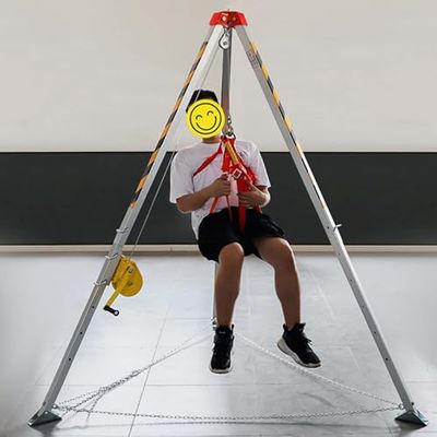 WQPMRMG Heavy-Duty Rescue Tripod for Confined Spaces - Fire Safety Tripod, Fall Protection Kit, Emergency Rescue Equipment, Durable Lifesaving Tripod for Industrial Use