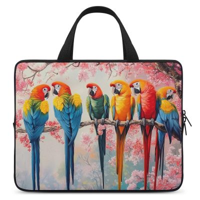 Cherry Flowers Parrot Bird Laptop Bag Lightweight Computer Bag Carrying Case for Work Business