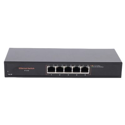 Bewinner Switch Ethernet 5-Door 2.5Gbps Industrial Splitter for 4K Gaming and Transmission, Aluminum League Material (US PLUG 100-240V)