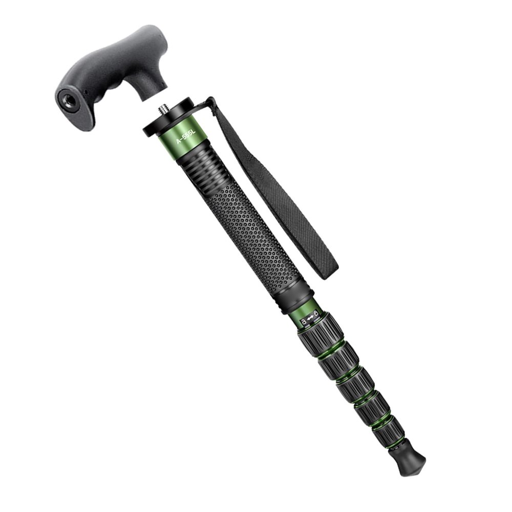 Tomvorks 61 Inch Camera Monopod Photography Monopod Aluminum Alloy 6-Section Adjustable 155cm 10kg Load with Removable Climbing Stick Head for DSLR Mirrorless Camera Gimbals (Green)