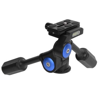 Dual Handle 3D Ballhead, Load Bearing Hydraulic Damping Tripod Ballhead, Panorama Ballhead with 80mm Quick Release Plate, 360 Degree Horizontal Scale, Aluminium