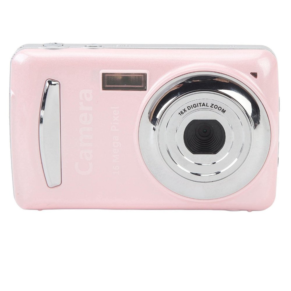 Bewinner Compact Camera in Vlogging, 16MP Portable Digital Camera with 16x Zoom, 1080p Video Recorder for Undergraduate Photos, Outdoor Trip (Pink)