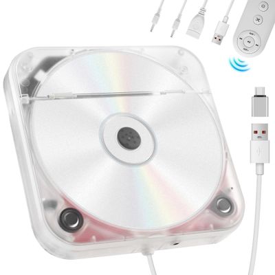 Dislind Portable External CD Player for Car USB Port AUX Port, Car CD Player with USB C Adapter Extension Cable, for Car Without CDs Player, Automobile, Laptop, TV, Work Vertically and Horizontally