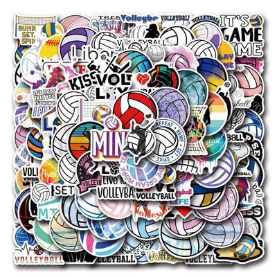 110PCS Cute Volleyball Stickers for Water Bottles Laptop Luggage Phone Backpack Sports Sticker for Kids Teens Adults, Vinyl Waterproof Cool Decals Gifts for Friends