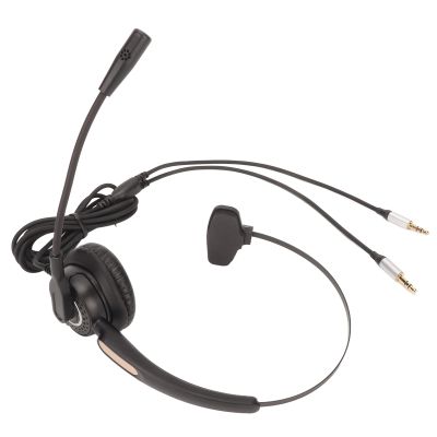 Corded Telephone Headset, Single Ear Phone Headset with Noise Cancellation Microphone, Headband and 330 Degree Rotatable Ear Plate for Customer Service, Multimedia