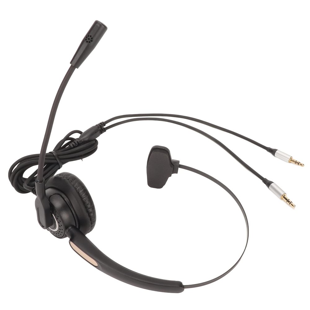 Corded Telephone Headset, Single Ear Phone Headset with Noise Cancellation Microphone, Headband and 330 Degree Rotatable Ear Plate for Customer Service, Multimedia