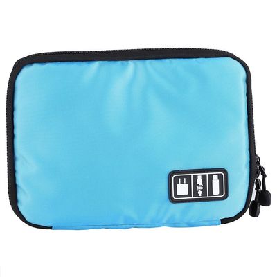 Aqur2020 Digital Storage Case Electronic Bag Travel Cable Pouch with Mesh Pockets Two Way for USB Cables Earphones SD Cards (Blue)
