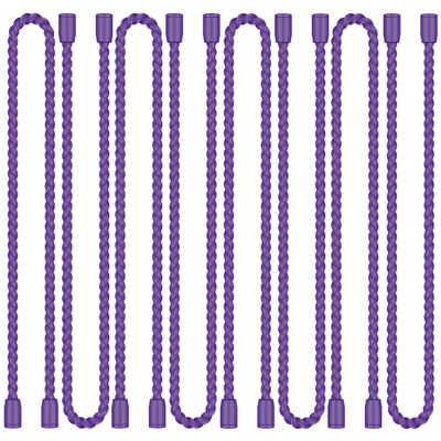 8PCS 12-Inch Silicone Cable Ties, Bendable Rubber Twist Ties, Reusable Twist Ties for Cords, gear ties for Organizing, Bundling (Purple)