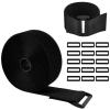 16.4 Feet x 2 Inch Heavy Duty Hook and Loop Straps with 15 Buckles, Black Nylon Cable Strap, Adjustable Cut-to-Length, Reusable Fastening Cable Ties Cinch Straps for Securing Cables, Hoses, Pipes view 1