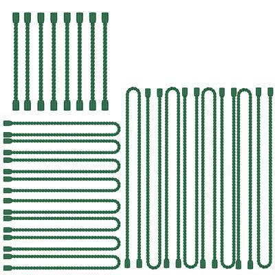 24PCS 4-Inch, 12-Inch, 18-Inch Silicone Cable Ties, Bendable Rubber Twist Ties, Reusable Twist Ties for Cords, gear ties for Organizing, Bundling (Pine green)