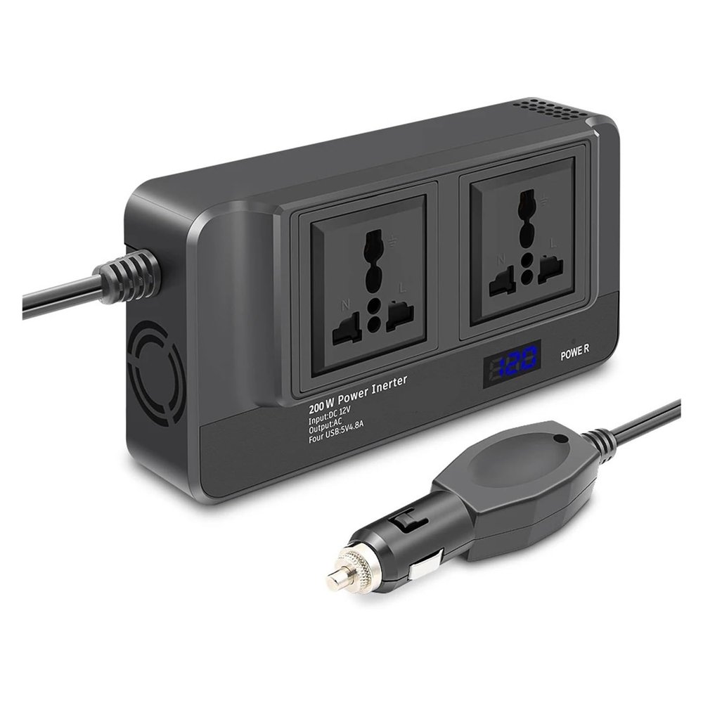 200W Car Power Inverter 12V Transformer Converter Inversor Power Adapter 4.8A USB Quick Charge Accessories for Vehicle