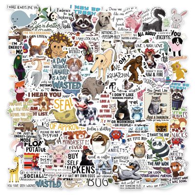 100Pcs Funny Holographic Animals Stickers for Adults, Waterproof Holographic Vinyl Sarcastic Meme Water Bottle Sticker for Hard Hat Laptop, Kindle, Phone, Scrapbooking Decals