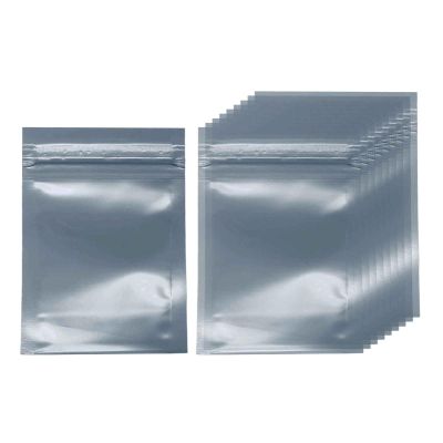 HARFINGTON 50pcs Antistatic Bags 3.5" x 2.4" Double-Layer Anti Static Resealable ESD Shielding Bag for GPU Hard Drive HDD SSD LED Lights Electronic Device, Semi-Transparent Dark Grey