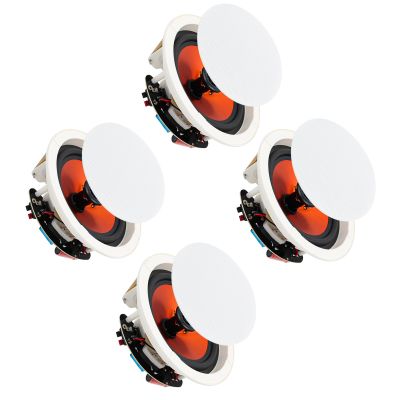 STUDIOFINIX 4-Inch Flush Mount Passive Ceiling Speakers, 480W Max Power Output Pair - Perfect for Clear Sound in Living Room, Office, Kitchen, Basement & Covered Patio (4 Speakers)