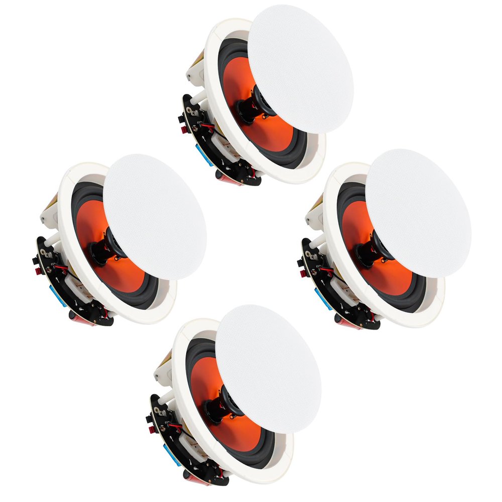 STUDIOFINIX 4-Inch Flush Mount Passive Ceiling Speakers, 480W Max Power Output Pair - Perfect for Clear Sound in Living Room, Office, Kitchen, Basement & Covered Patio (4 Speakers)