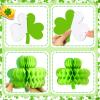 Gueevin 30 Pcs St Patricks Day Hanging Decorations St. Patrick's Day Honeycomb Balls Shamrock Honeycomb Paper Irish Ceiling Decor for Table Centerpiece Birthday Home Spring view 4