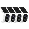 2K FHD Solar Powered Security Cameras Wireless Outdoor,WiFi Wireless Cameras,Outside Cameras for Home Security,AI Motion Detection,Color Night Vision,Spotlight,Siren Alarm,SD/Cloud Storage,4 Pack view 1