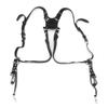 Backup Camera Strap Leather Double Shoulder Harness for 2 Cameras, Adjustable Brown Heavy Duty Sling with Crossbody Belt - Professional DSLR Holster for Photographers (Shoulders-Black) view 1