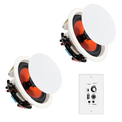 Herdio 8 Inch Bluetooth Ceiling Speakers 400W 2-Way Flush Mount in Wall Amplifier Receiver Suitable for Home Theater Bathroom Living Room Kitchen Office (1 Pair)