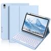BQDIYOO Case for iPad Air 11-inch M3/M2 (2025/2024), Folio Cover with Pencil Holder for iPad Air 7th 6th 11"/Air 5th 4th Gen 10.9 inch Case with 7-Color Backlit Detachable Bluetooth Keyboard, Blue view 1