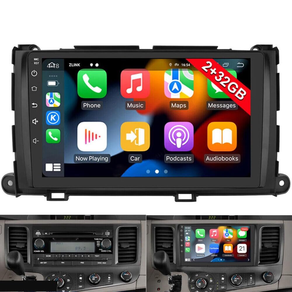 9'' for Android 13 Car Stereo fit for S-ienna 2011-2014 with Wireless for CarPlay & for Android Auto,Built-in GPS Navigation and DSP Function Compatible Mirror Touchscreen Radio Player