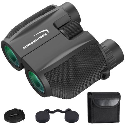 Aurosports Binoculars for Adults High Power - 10x25 Mini Kids Binoculars Easy Focus - Pocket Compact Binocular for Bird Watching Hunting Hiking Camping Travel