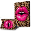 Case for 6.8" Kindle Paperwhite 11th Generation 2021 & Signature Edition, Multi-Angle Viewing Leather Smart Stand Back Cover with Auto Sleep Wake, Leopard Sexy Lips view 1