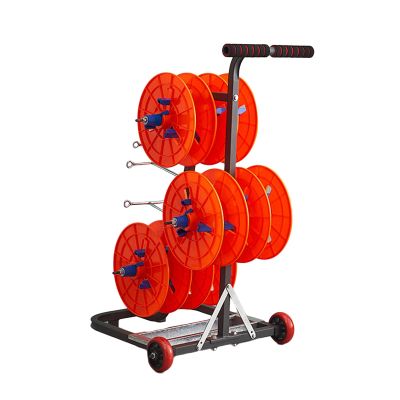 4/6 Reel Wire Spool Rack with Wheel,Cable Dispenser with Storage Tray,Electrical Wire Spool Holder Cart,for Electrical Wire Pullers(With tool box,6 reel)