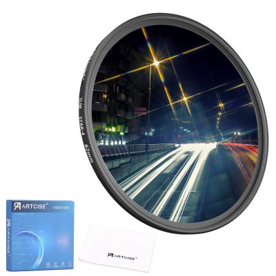 ARTCISE Star Filter 4 Lines 77mm 4 Point Cross Screen Lens Filter for DSLR Camera Lens, Night Photography, Light Streak Effects (77mm)