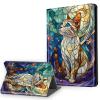 Case for 6.8" Kindle Paperwhite 11th Generation 2021 & Signature Edition, Multi-Angle Viewing Leather Smart Stand Back Cover with Auto Sleep Wake, Abstract Cat view 1