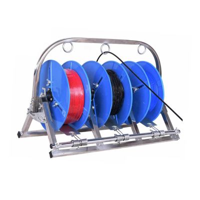 3/4 Reel Wire Spool Rack Dispenser,iron Multiple Axle Cable Rack,Folding Wire/Cable Distributor for Electrical Wire Pullers(3 reel)