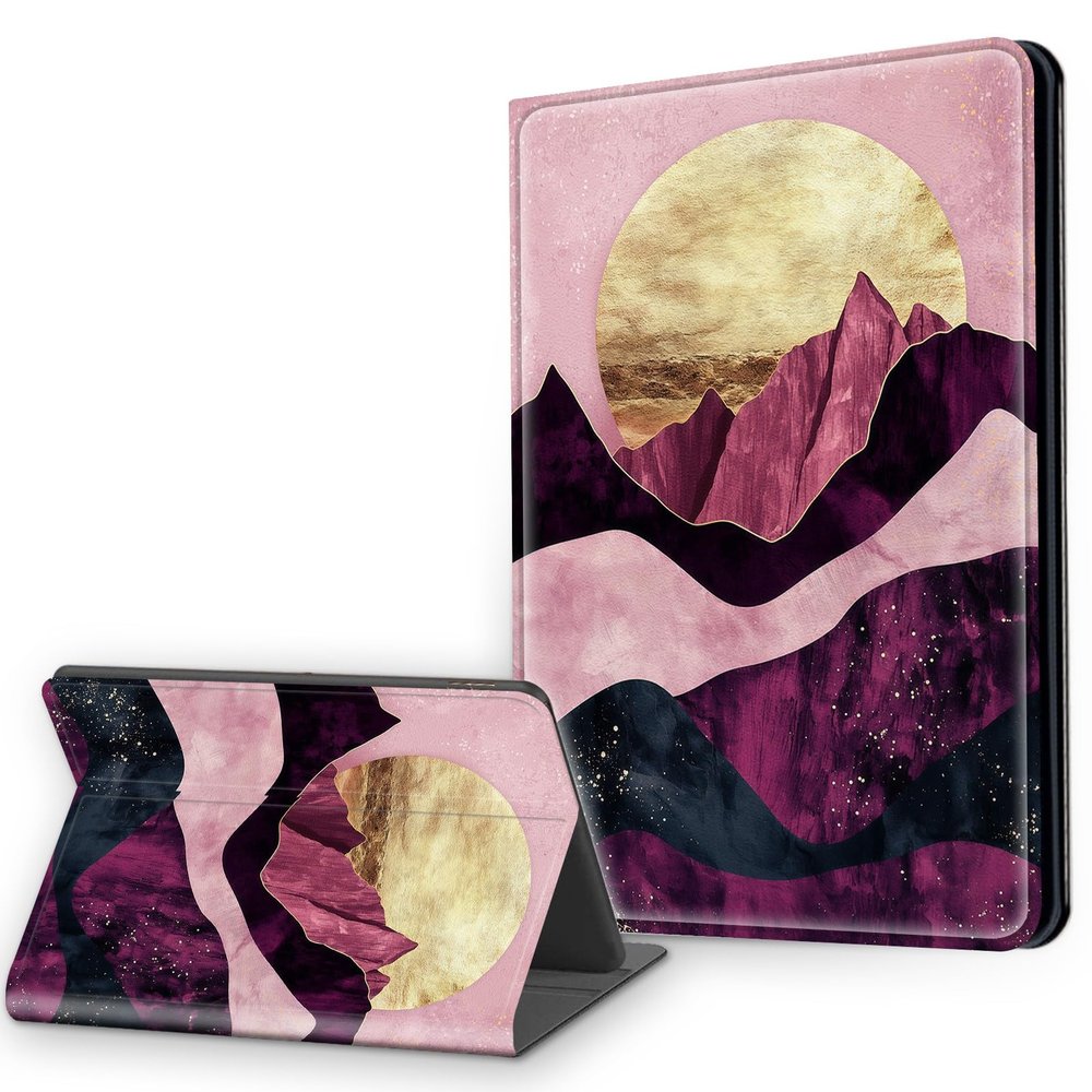 Case for 6.8" Kindle Paperwhite 11th Generation 2021 & Signature Edition, Multi-Angle Viewing Leather Smart Stand Back Cover with Auto Sleep Wake, Marble Mountains
