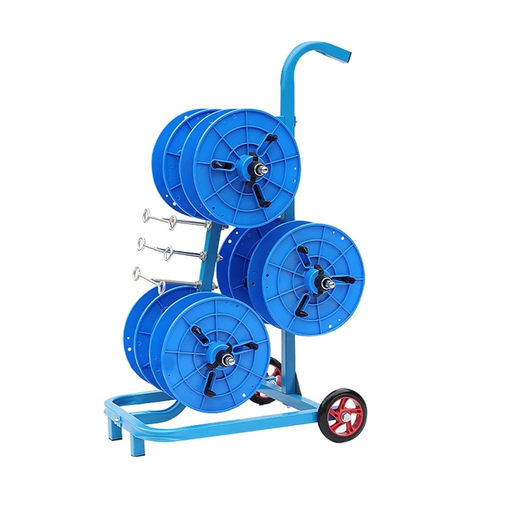 5/6 Axle Cable Caddy with Wheels,Wire Spool Rack,Removable Electrical Wire Spool Holder Cart,for Industrial and Retail Wire Pullers(Blue,6 reel)