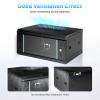 Server Rack Enclosure, 4U Wall Mount IT Network Cabinet, 17.7 Inches Deep 19 Inch Rack, Server Data Cabinet Case with Glass Door Black, Locks, Removable Side Panels for A/V Devices view 3