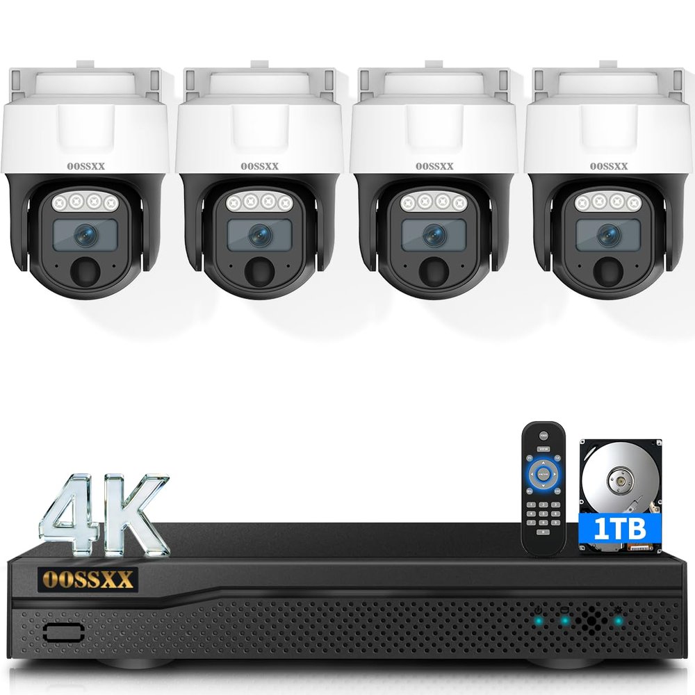 (4K PT Wide-Angle) Outdoor Wired Security Camera System Video Surveillance Cameras for Home Security Systems Camera DVR