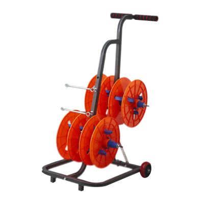 4/6 Reel Wire Spool Rack with Wheel,Cable Dispenser with Storage Tray,Electrical Wire Spool Holder Cart,for Electrical Wire Pullers(Without tool box,4 reel)
