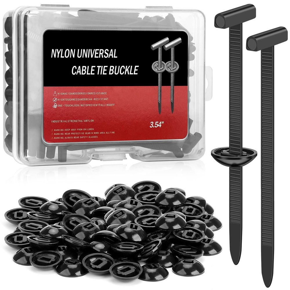 100 PCS Universal Auto Zip Tie Buckles, Upgraded Nylon Cable Ties and Fastener Clips for Automotive Bumper & Underbody Panel Repair, Tool-Free DIY Essential (Black, with Case)