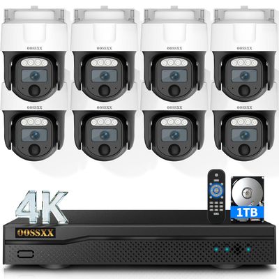 (4K PT Wide-Angle) Outdoor Wired Security Camera System Video Surveillance Cameras for Home Security Systems Camera DVR
