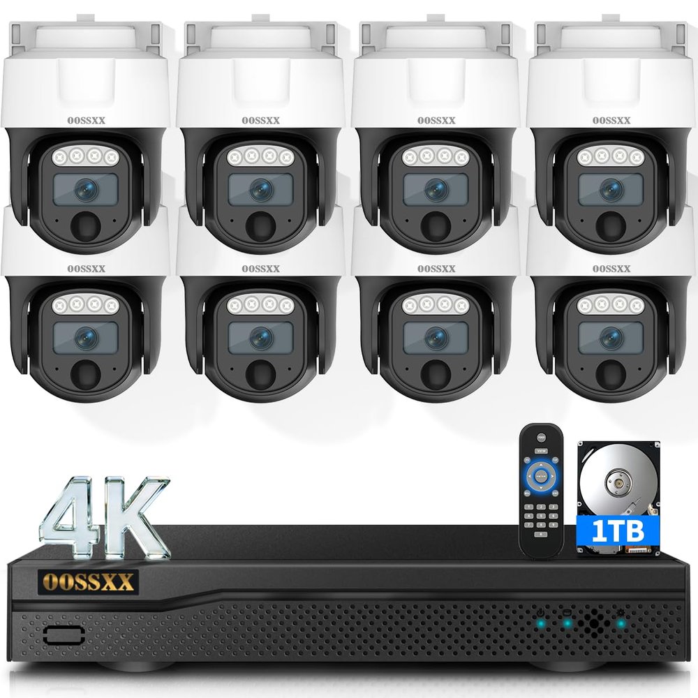 (4K PT Wide-Angle) Outdoor Wired Security Camera System Video Surveillance Cameras for Home Security Systems Camera DVR
