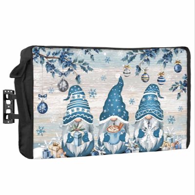 DecorLovee Blue Gnomes Christmas Outdoor TV Cover 60 to 65 Inches Weatherproof & Waterproof, Xmas Balls Tree Snowflake Vintage Outdoor TV Enclosure with Remote Control Pocket, TV Screen Protectors