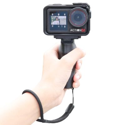 Quick-Release Handle Grip for DJI Action 5 pro/2/3/4 Flexible-Angle Vlogging & Recording,Lightweight 3D Printed Extension Mount, Ergonomic Handheld Stabilizer with Wrist Strap