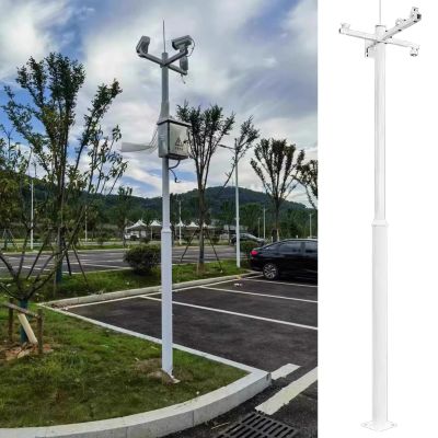 Blazea Universal Camera Pole Mount with 4 Mounting Arms, Weatherproof Security Camera Post Outdoor, Sturdy Steel Surveillance Pole for CCTV Cameras(3m (9.8ft))